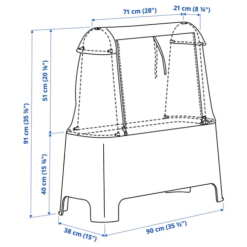 Illustration with measurements for the product: ASPAREN.
