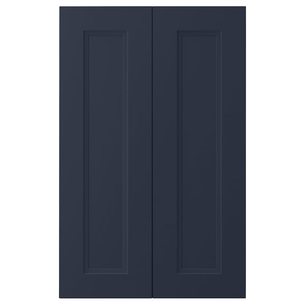 AXSTAD blue kitchen cabinet doors, smooth foil finish, rectangular inset panel.