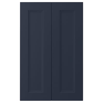 AXSTAD blue kitchen cabinet doors, smooth foil finish, rectangular inset panel.