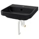 Black wall-mounted modern sink, rectangular, sleek edges, part of BACKSJÖN series.