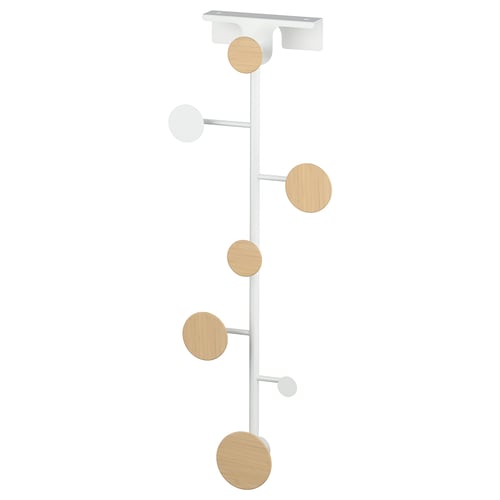 BÄRFIS wooden coat hanger: sleek white frame, adjustable bamboo knobs, modern design for organising kids’ rooms.