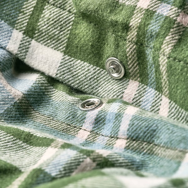 BANBJÖRNBÄR Duvet cover and pillowcase, dark green/check, 150x200/50x60 cm