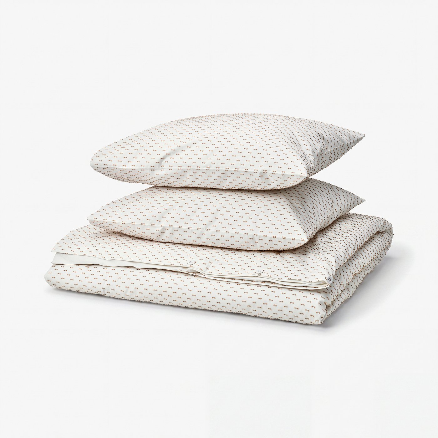 BANDKNIPPE Duvet cover and 2 pillowcases, white/beige, 240x220/50x60 cm