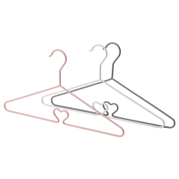 Pastel hangers for kids clothes, durable steel with anti-slip.
