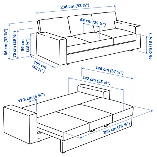 Illustration with measurements for the product: BÅRSLÖV.