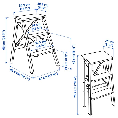 Illustration with measurements for the product: BEKVÄM.