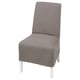 BERGMUND chair, grey tweed, wooden legs, high back, cushioned seat.