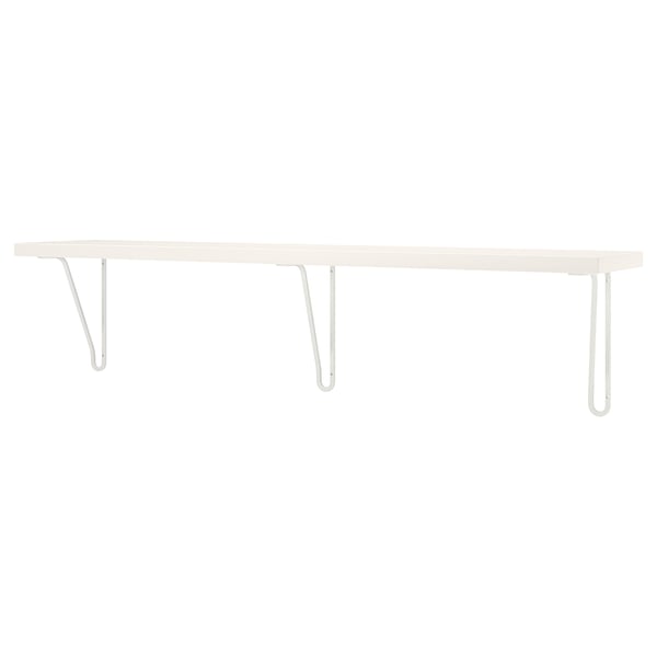 BERGSHULT wall shelf, white, simple & modern. Made of particleboard & steel.