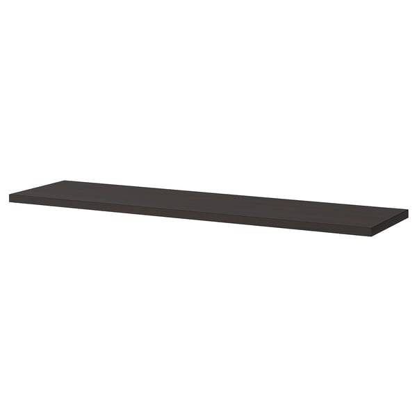 BERGSHULT shelf: dark brown, rectangular, flat, simple.