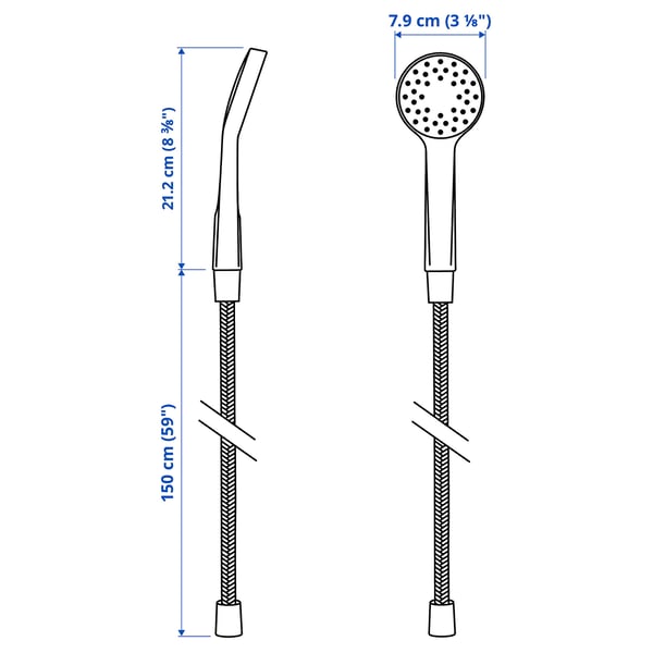 Illustration with measurements for the product: BERGVATTNET.