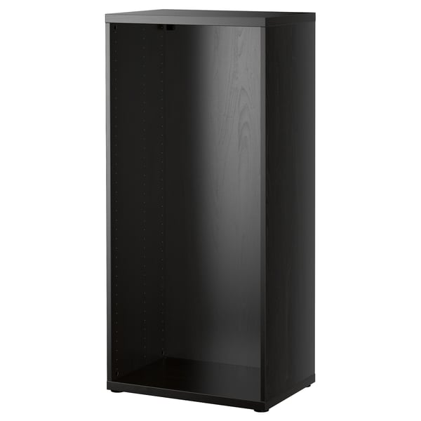 Black BESTÅ cabinet, sleek & modern, smooth edges & minimalist design.
