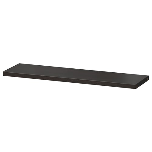 Black BESTÅ shelf; minimalist, rectangular, simple design; flat surface; wooden material.