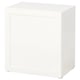 A white BESTÅ square storage cabinet with a single door.