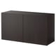 Black BESTÅ cabinet, rectangular, modern design with two doors, wooden material.