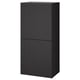 Black BESTÅ storage unit with 2 doors, simple design, recycled paper filling.