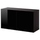 Black BESTÅ storage unit, rectangular shape, glossy finish.