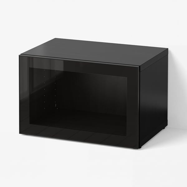 BESTÅ Shelf unit with glass door, black-brown/Glassvik black/clear glass, 60x42x38 cm