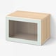 BESTÅ Shelf unit with glass door, white stained oak effect Glassvik/white/light green clear glass, 60x42x38 cm