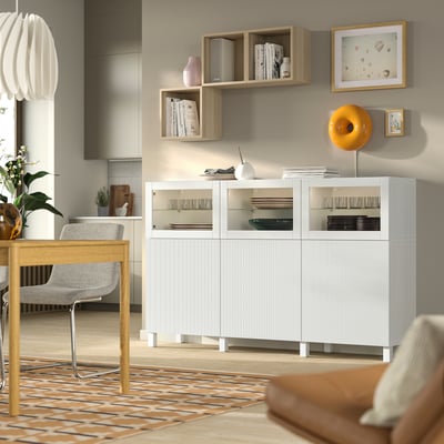 BESTÅ Storage combination with doors, white/Förvaltare white, 180x42x112 cm