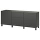 Modern dark grey sideboard with sleek design, two doors, two drawers, and adjustable shelves. Ideal for storage and organisation.