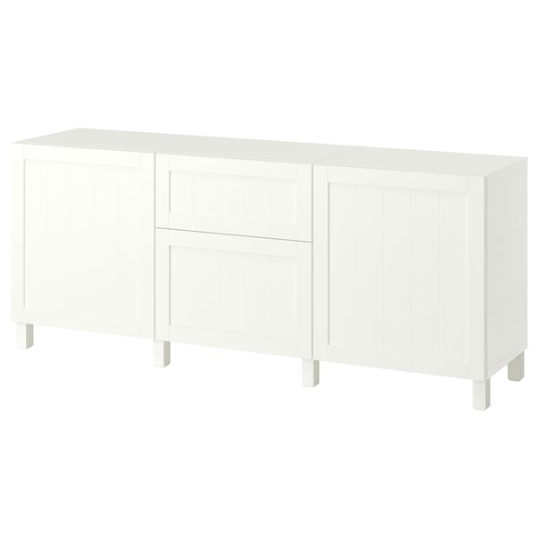BESTÅ Storage combination with drawers, Pipmakare white/Stubbarp white, 180x42x74 cm