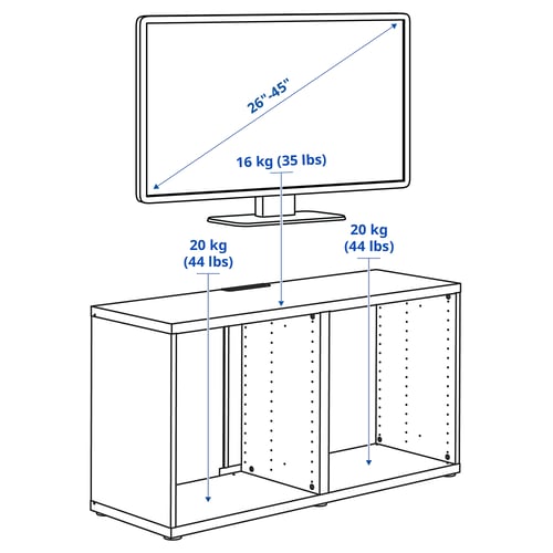 Illustration with measurements for the product: BESTÅ.