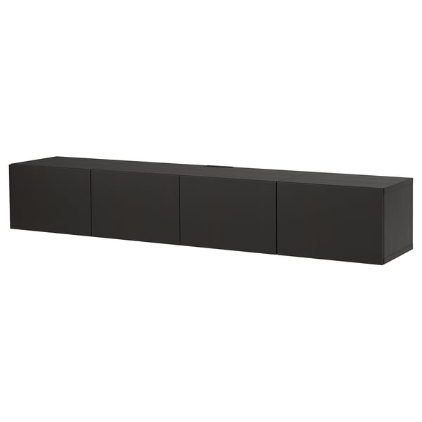 BESTÅ TV bench with doors, black-brown/Lappviken black-brown, 240x42x38 cm