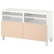 BESTÅ tv bench: modern, white & beige wood, adjustable shelves, cable management