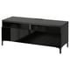 Black BESTÅ tv stand with shelves and drawers, modern minimalist design.