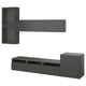 Modern grey BESTÅ tv unit: wall-mounted cabinet, wide bottom storage, cube shape.