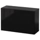 Black rectangular cabinet, sleek and modern, with smooth surfaces. Part of the BESTÅ series, suitable for various storage needs.