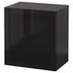 Black ikea BESTÅ storage cube with glass door.
