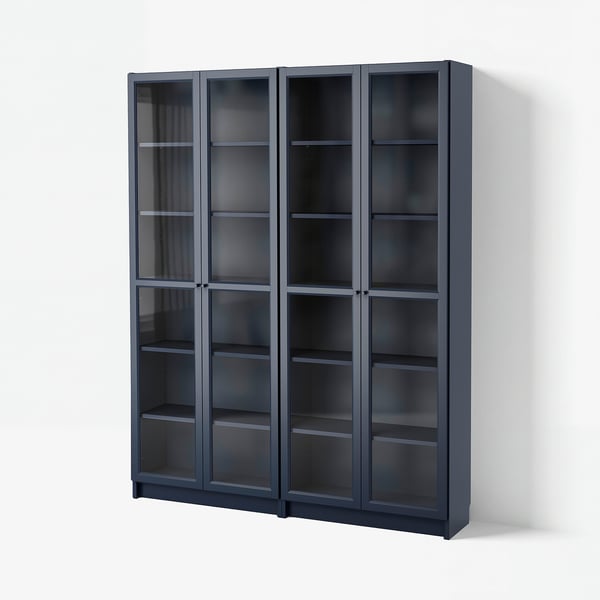 BILLY Bookcase, dark blue, 160x30x202 cm