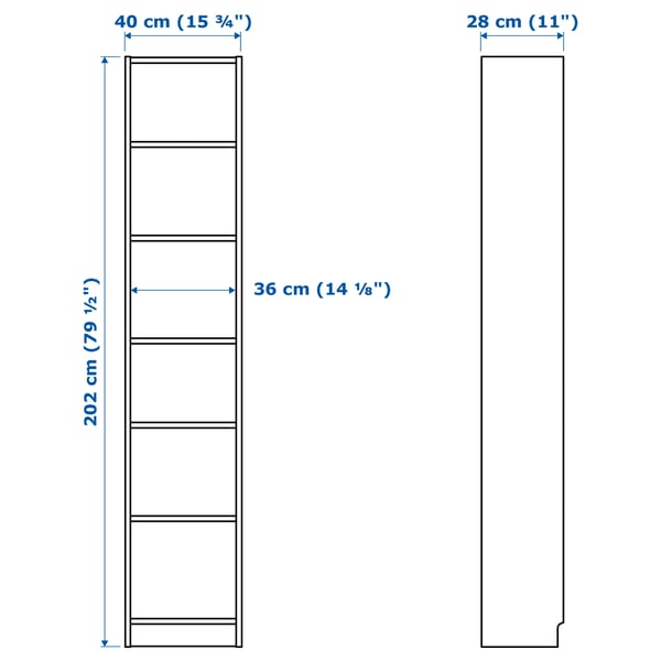 Illustration with measurements for the product: BILLY.