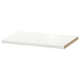 A white adjustable BILLY shelf, rectangular, made of particleboard with plastic edging.