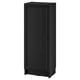 A black BILLY bookcase with a single door, sleek design, and wood texture. It stands upright with adjustable shelves.
