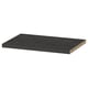 Black rectangular shelf, BILLY brand, wooden material.