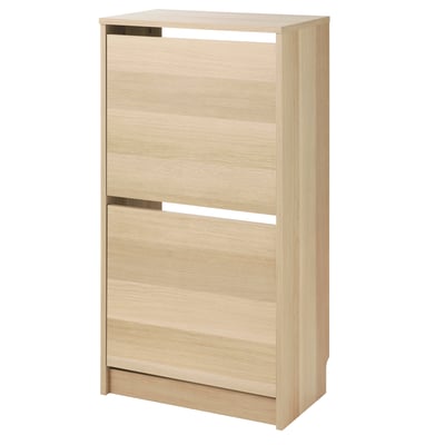 BISSA light oak shoe cabinet, rectangular, wood-like material.