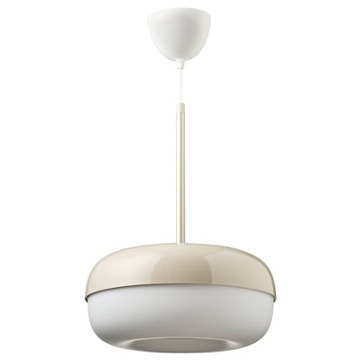 BLÅSVERK pendant lamp, white, modern design, dome shape, recycled plastic, soft light.