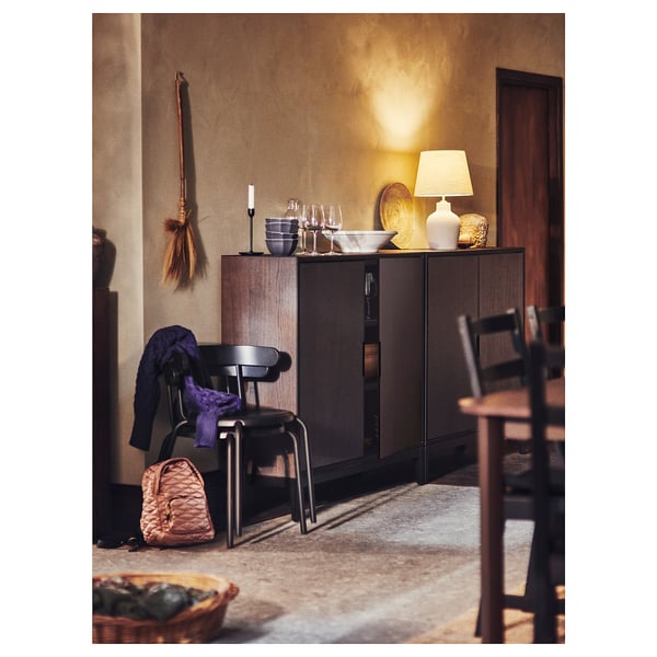 BLIDVÄDER Table lamp, off-white ceramic/beige, 50 cm