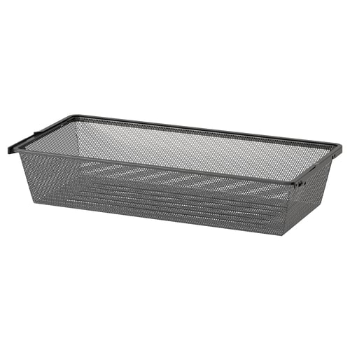 BOAXEL mesh storage basket; grey; rectangular; sturdy metal & plastic; modern design.