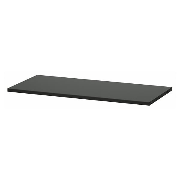 Depicts a rectangular black BOAXEL shelf, sleek and modern, designed for versatile storage.
