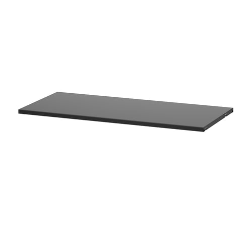 This image shows a BOAXEL shelf, grey, rectangular with a flat surface, made of metal with a powder-coated finish.