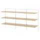 BOAXEL white wall shelves, 4 light wood shelves, minimalist storage.