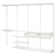 BOAXEL white wall storage system with shelves and hanging rail for closet organization.