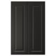 Two black BODBYN cabinet doors, featuring a smooth lacquered finish and a classic bevelled panel design.
