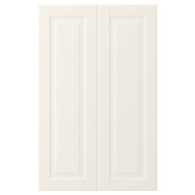 Off-white BODBYN cabinet door with bevelled panels, classic design.