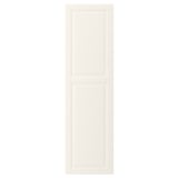 A white BODBYN cabinet door with bevelled panels, smooth and lacquered finish, suitable for kitchen furniture.