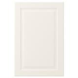 BODBYN off-white cabinet door, classic rectangular shape with bevelled panel design, made of fiberboard with lacquered finish.