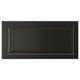 This image shows a black BODBYN drawer front with a smooth, lacquered finish and classic bevelled panel design.